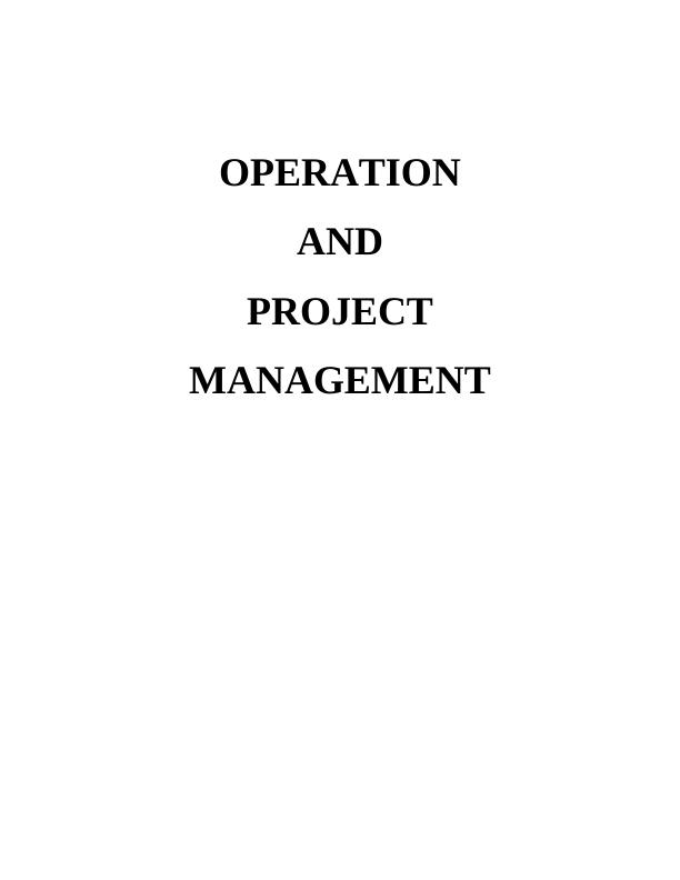 Operation and Project Management Assignment - Company Hotpoint_1