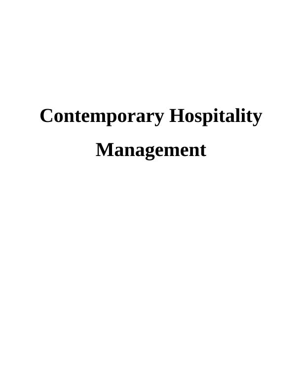 Contemporary Hospitality Management : Assignment_1