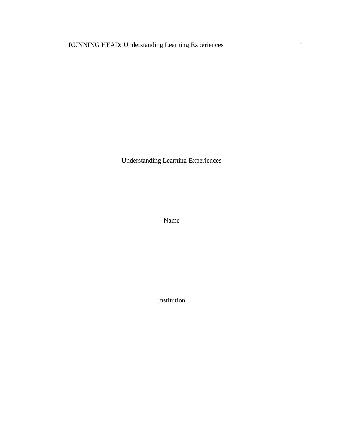 Understanding Learning Experience Assignment_1