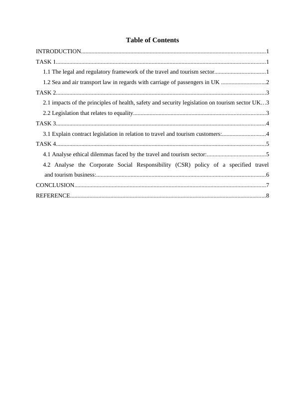 Legislation and Ethics in Travel and Tourism Assignment Solution_2