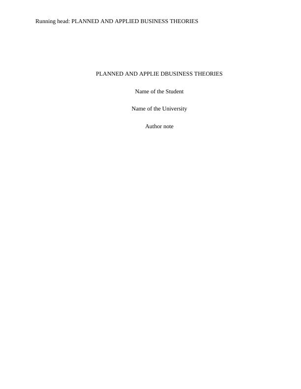 Planning and Business Theories Report_1