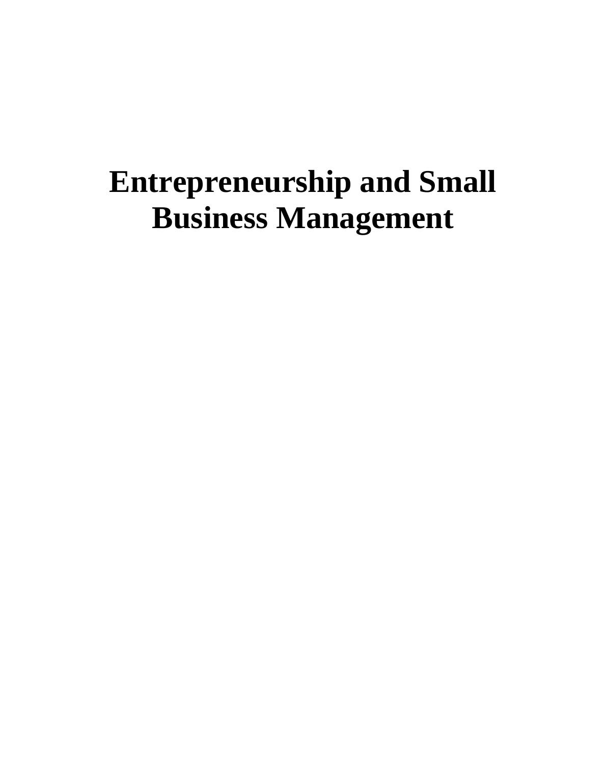 small business management assignment