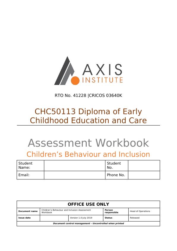 AXIS INSTITUTECHC50113 Children’s Behavior and Inclusion_3