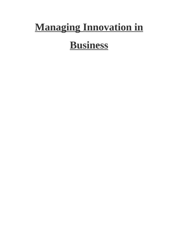 Managing Innovation in Business - Assignment_1