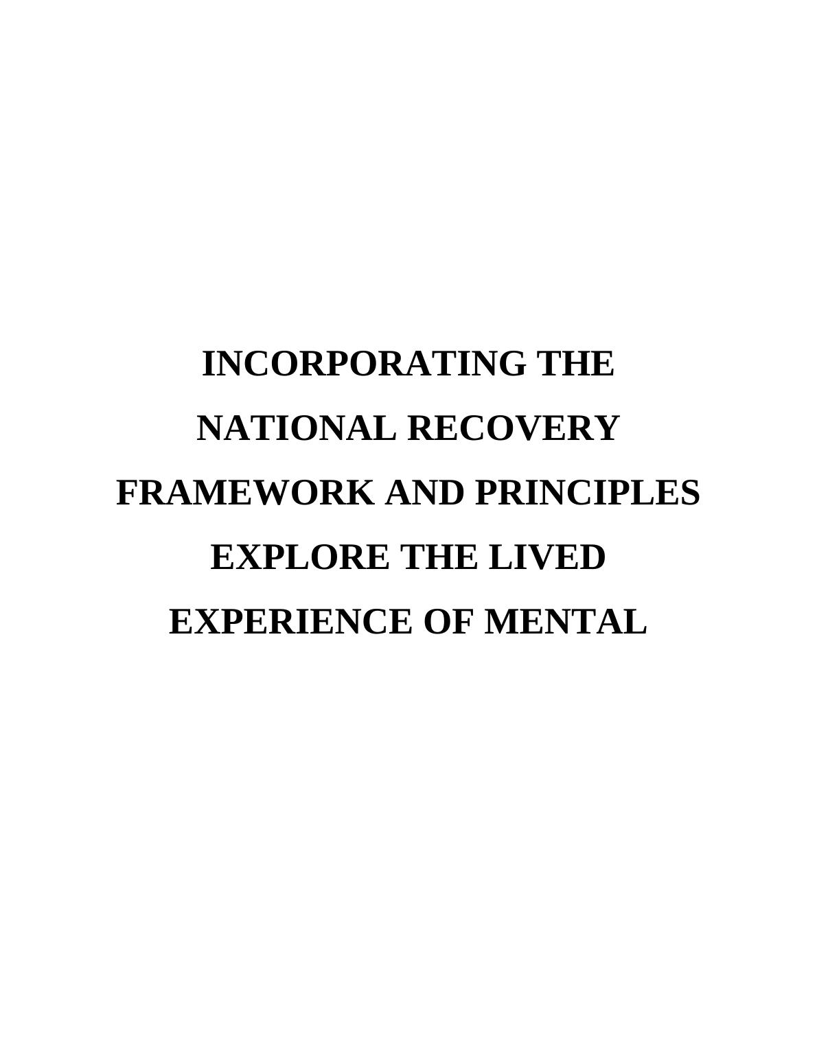 The National Recovery Framework and Principles - Assignment_1