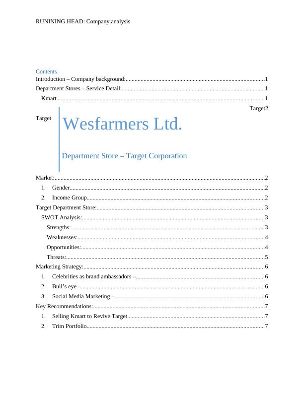 Company Analysis - Report On Wesfarmers Ltd._1