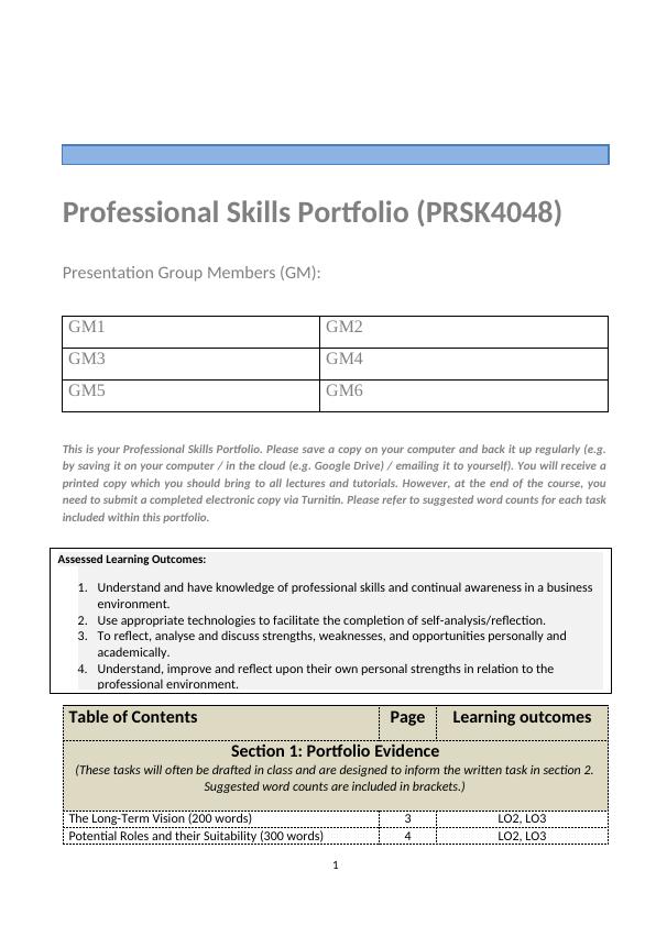 PRSK4048 : Professional Skills Portfolio Assignment_1