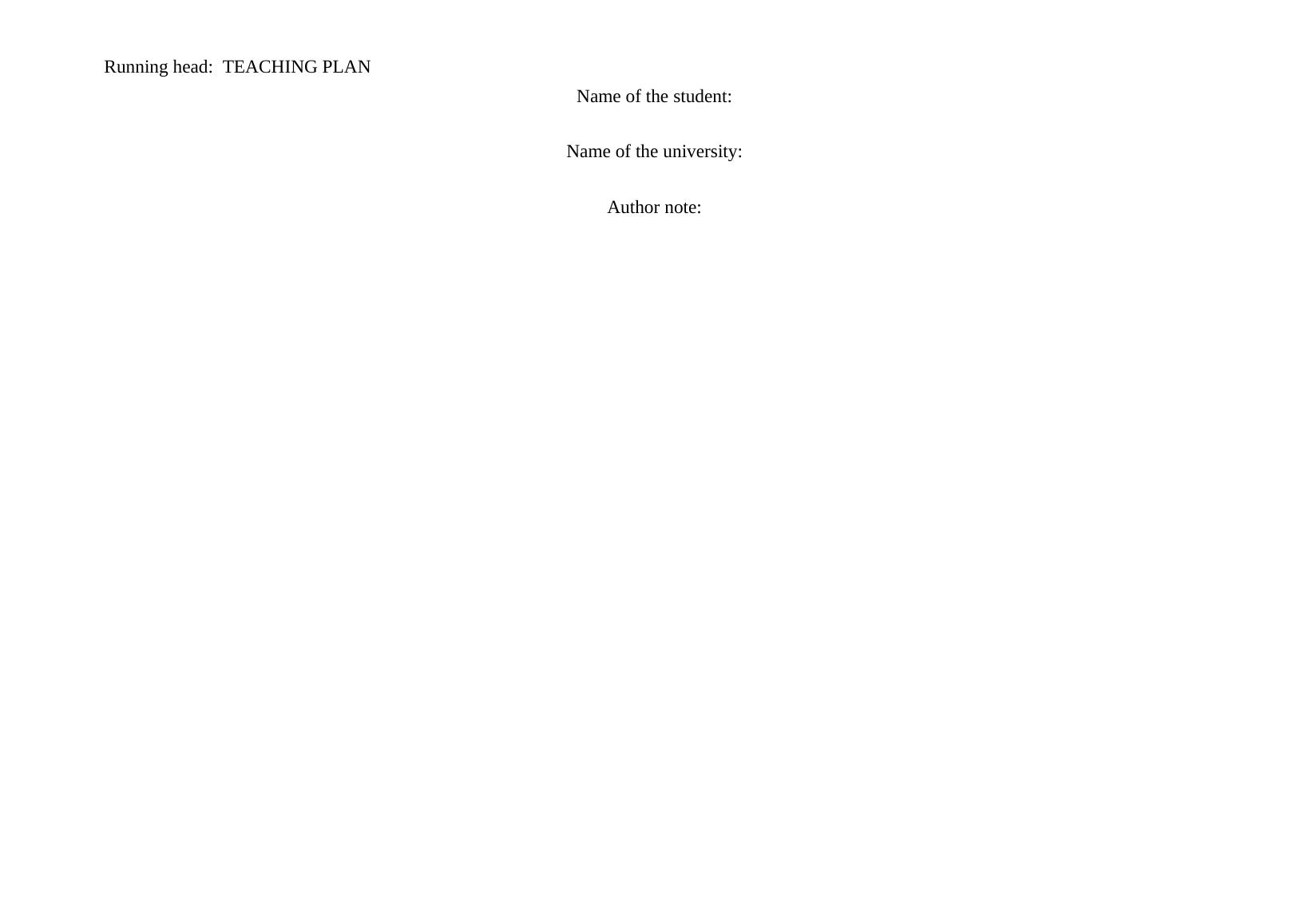 Teaching Plan for Asthma Spacer Guideline