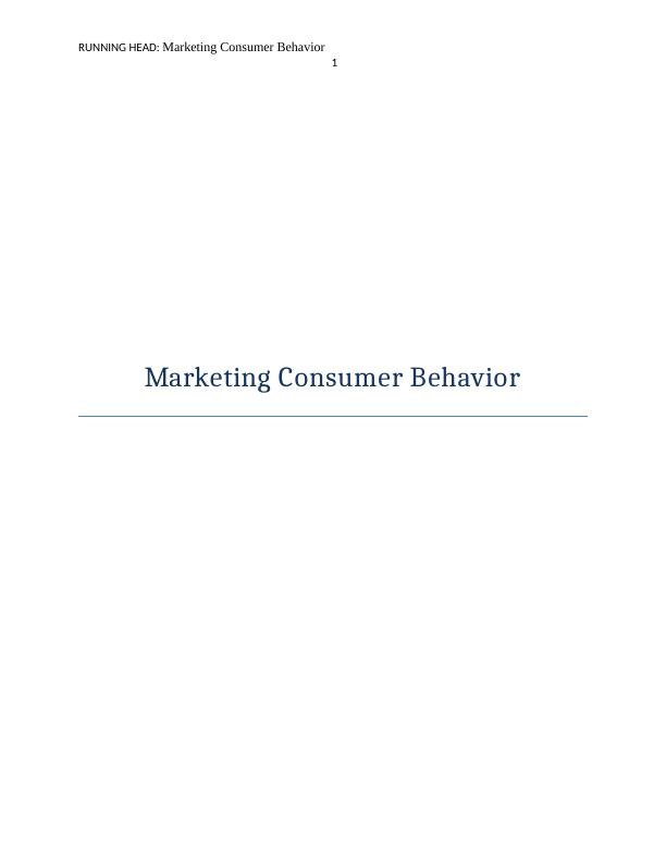 Report on Marketing Consumer Behavior_1