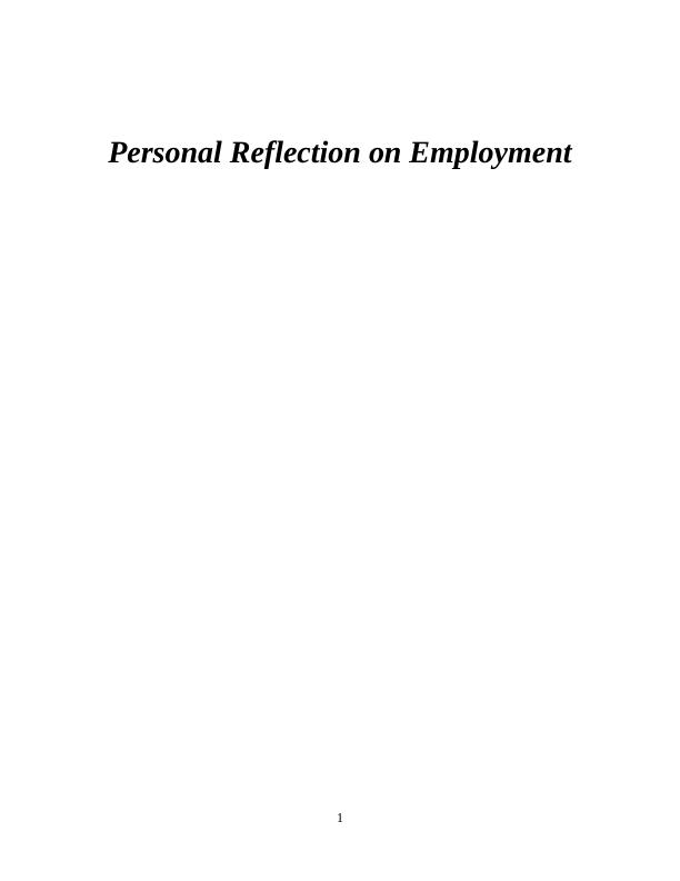 Personal Reflection on Employment_1