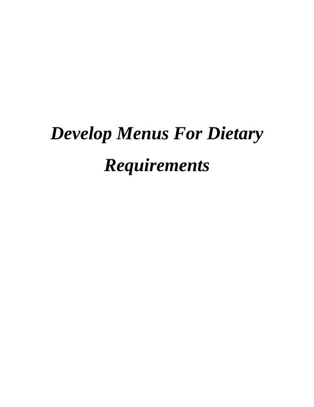 Menus for Dietary Requirements_1