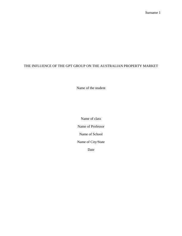 Influence of the gpt group on the australian property market PDF_1
