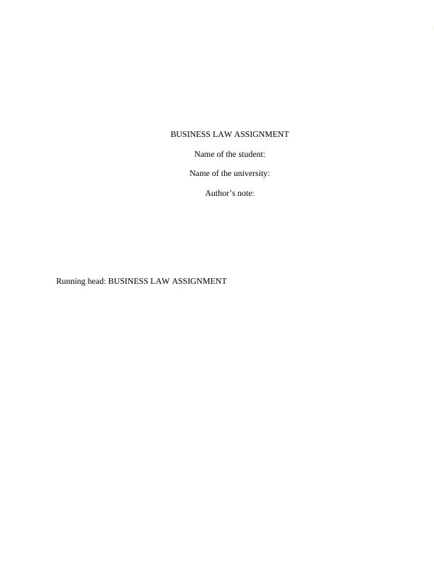 Business Law | Assignment-2_1