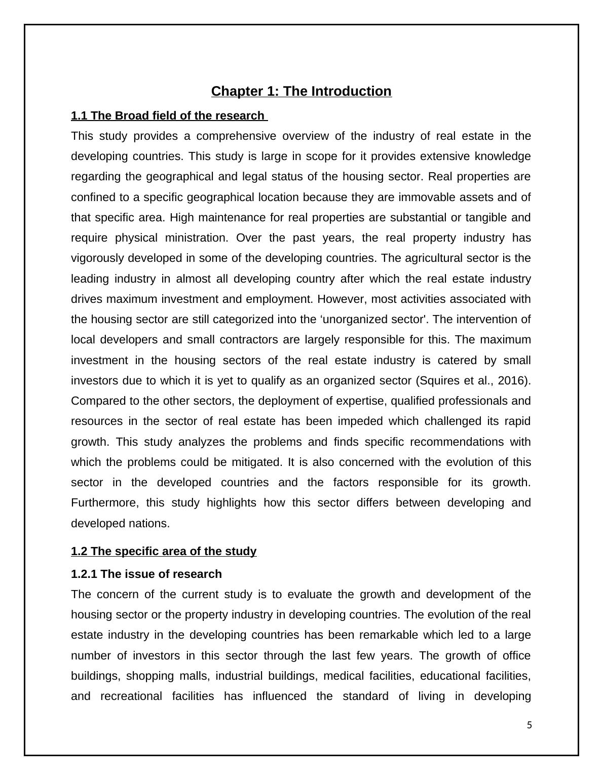 REAL ESTATE IN DEVELOPING COUNTRIES.