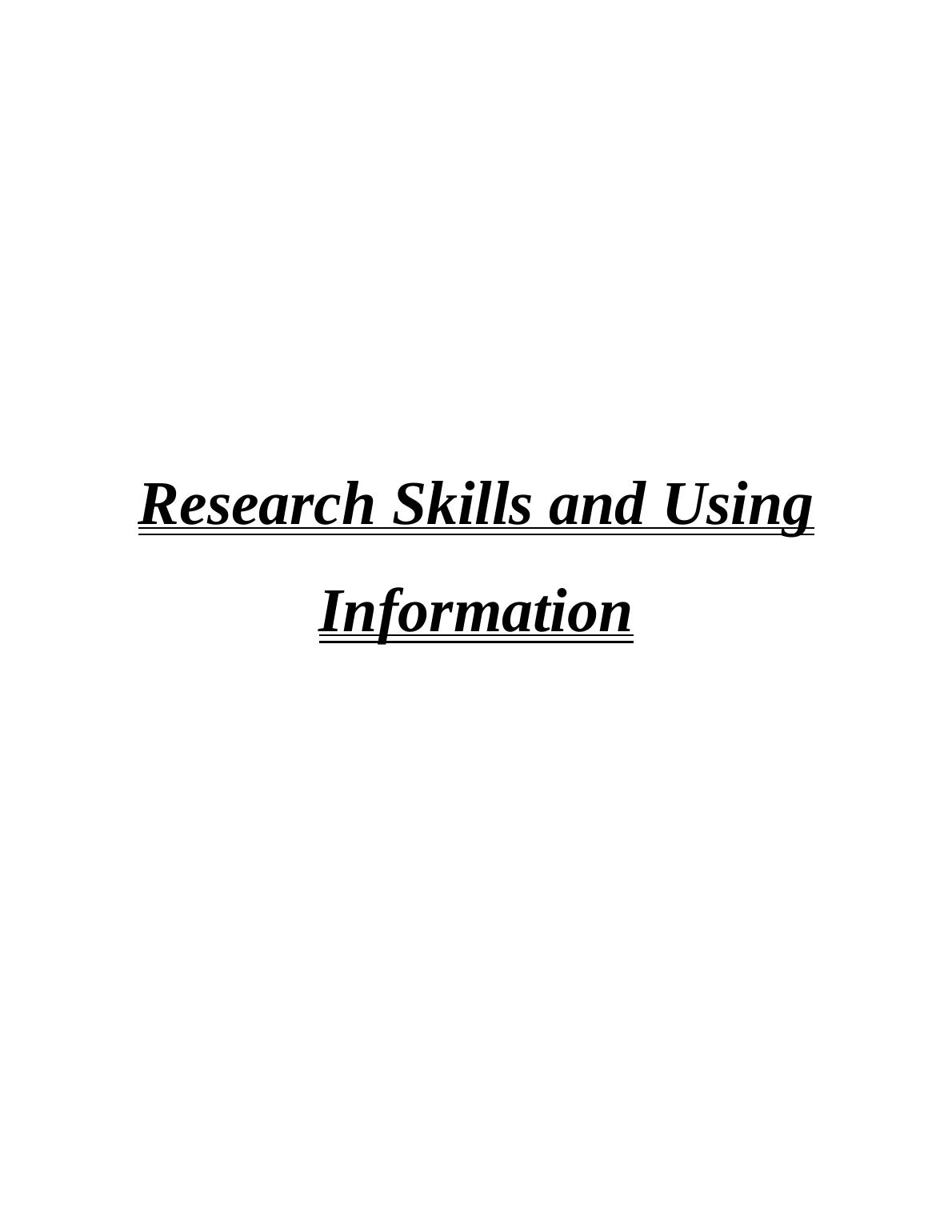 research skills and using information