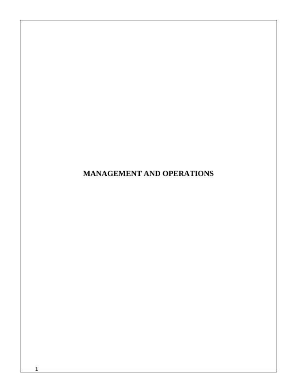 Operations Management Assignment of M&S_1