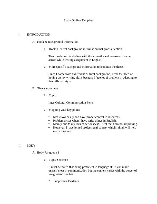 Essay Outline Template for Inter-Cultural Communication Perks_1