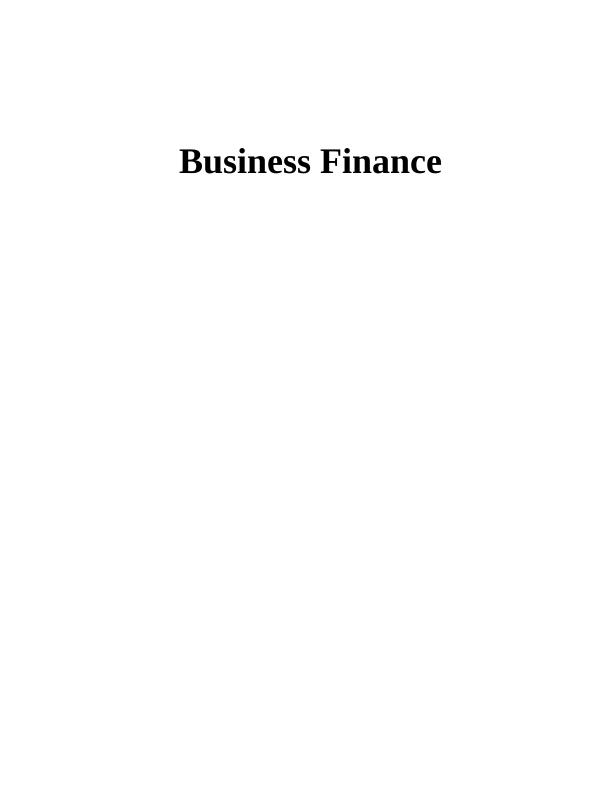 Business Finance Assignment : TownScape plc_1