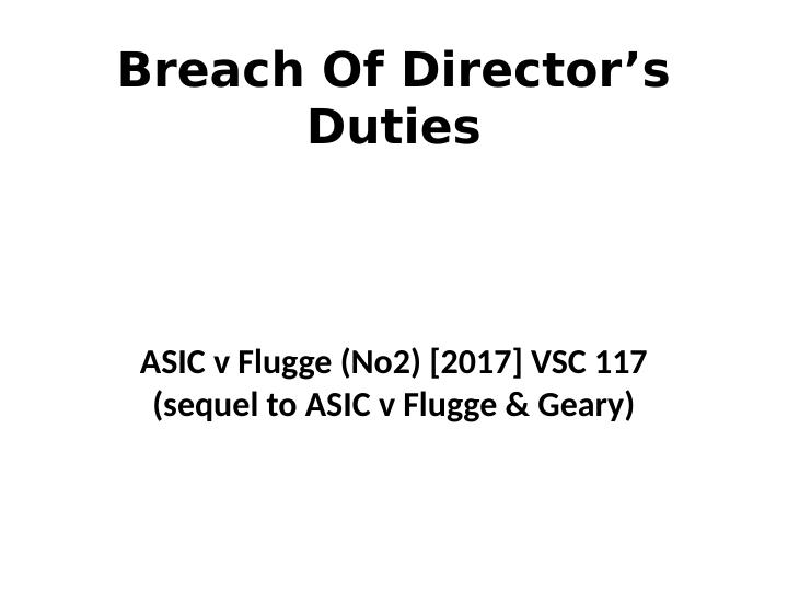 Breach Of Director’s Duties._1