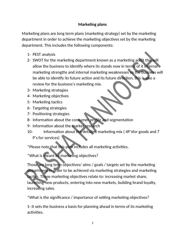 Marketing Plans Assignment - (Doc)_1