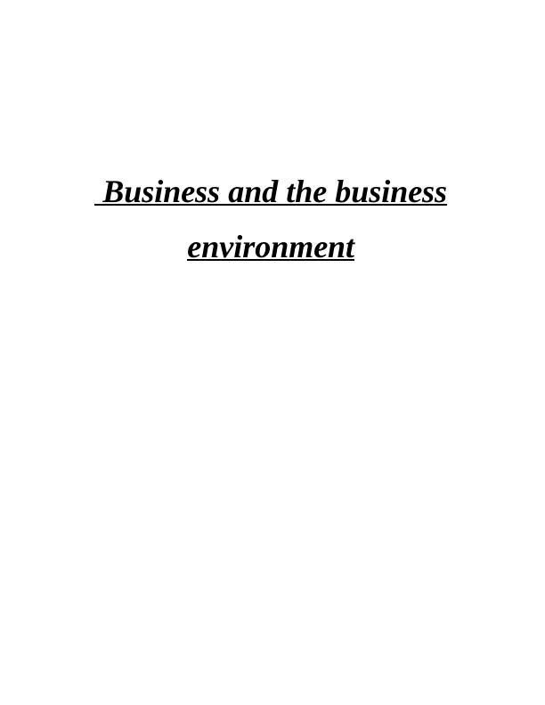 Business and the Business Environment Analysis_1