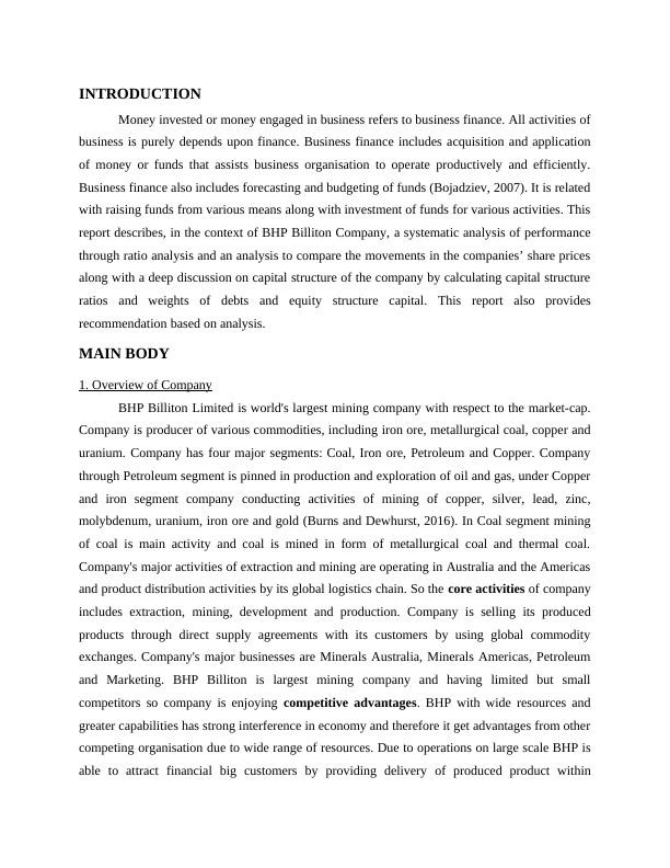 Business Finance Assignment - BHP Billiton Company_3