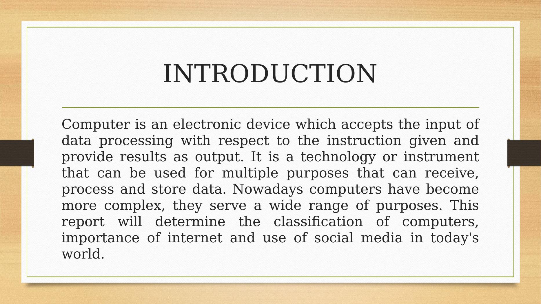 Computer Report: Impact of Internet and Social Media