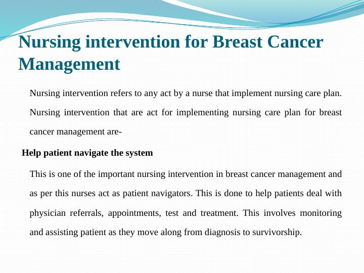 Nursing Interventions For Breast Cancer Management