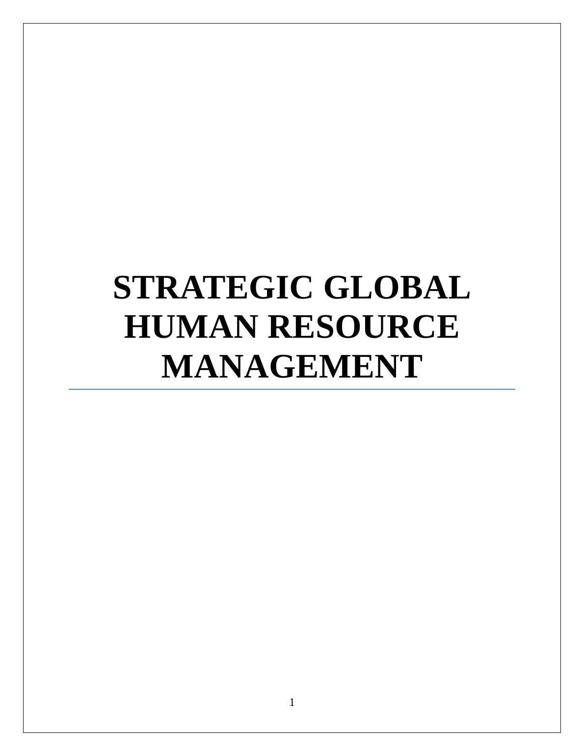 strategic human resource management assignment