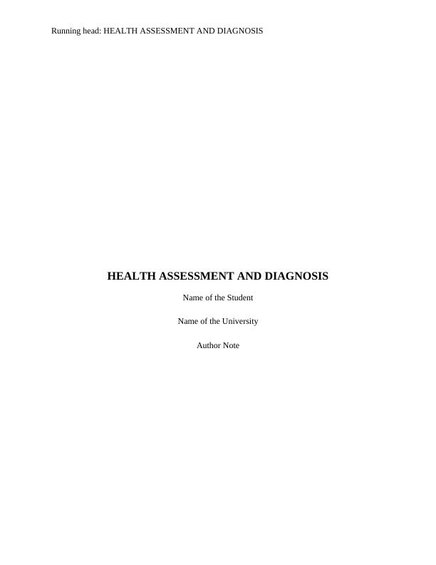 Health Assessment and Diagnosis - Desklib