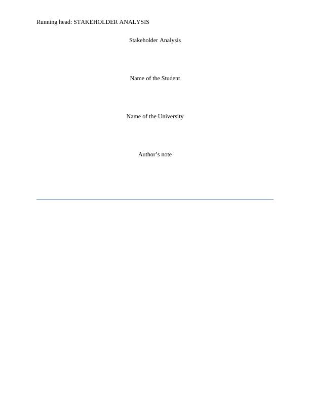 Internal and External Stakeholder Analysis | Assignment_1