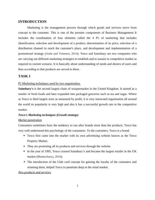 Report on Marketing Strategy of Tesco and Sainsbury_3