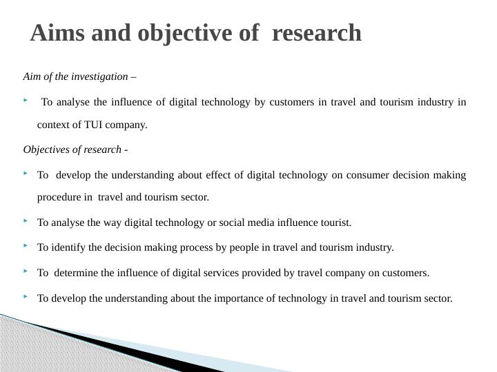 Influence of Digital Technology on Customers in Travel and Tourism Industry - TUI Research Project_2