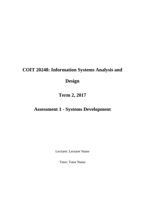 COIT 20248: Information Systems Analysis and Design_1