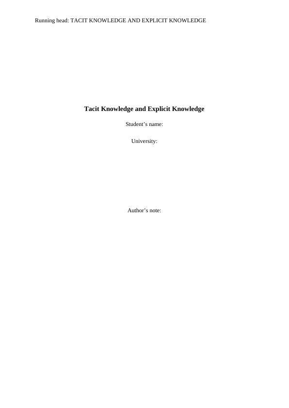 Tacit Knowledge and Explicit Knowledge_1