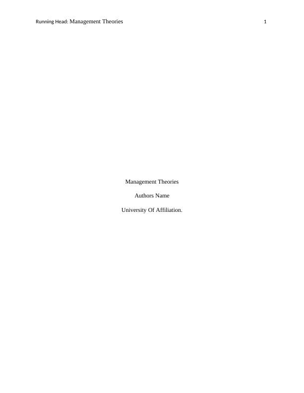 Report on Management Theories_1