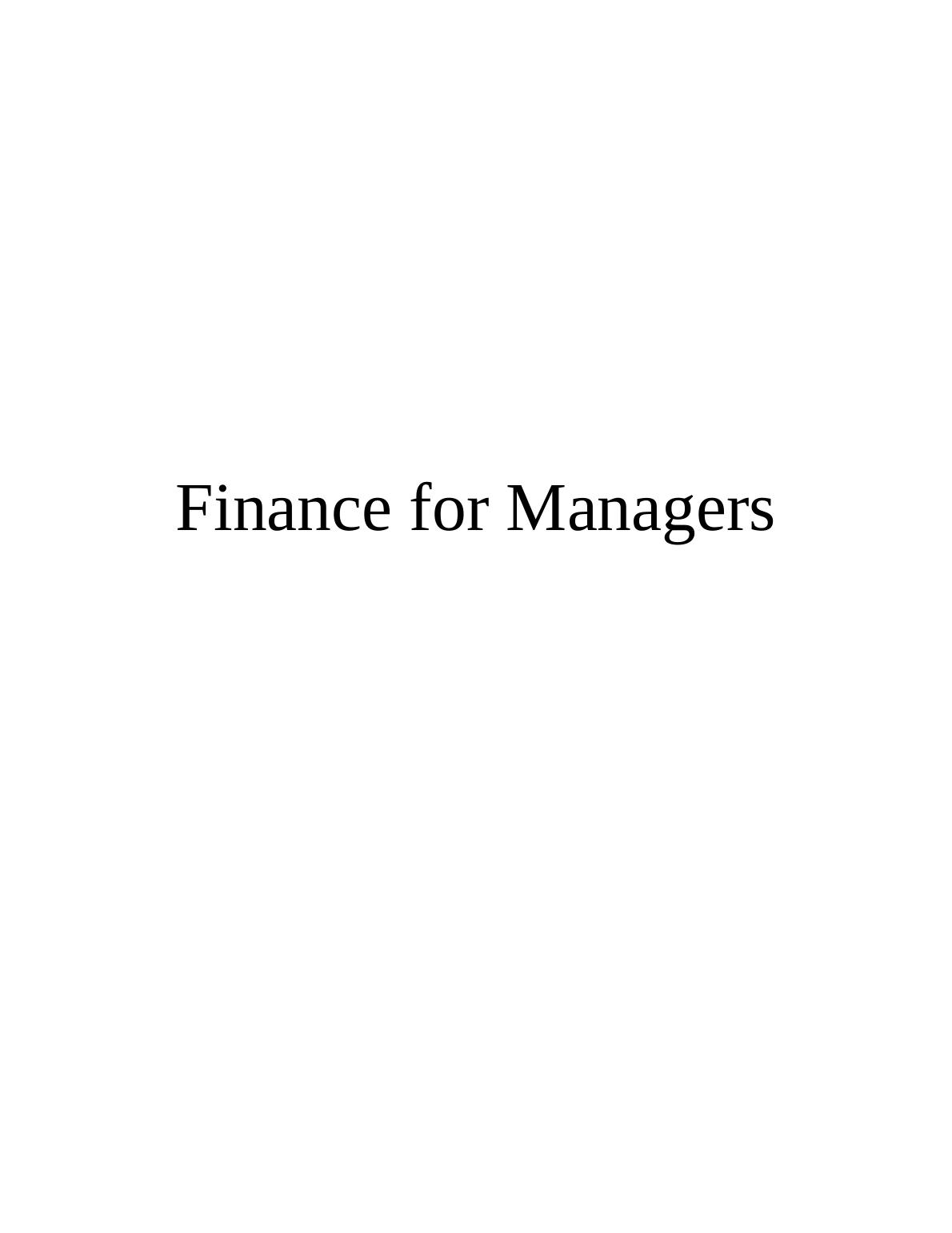 Finance for Managers Assignment Solved_1