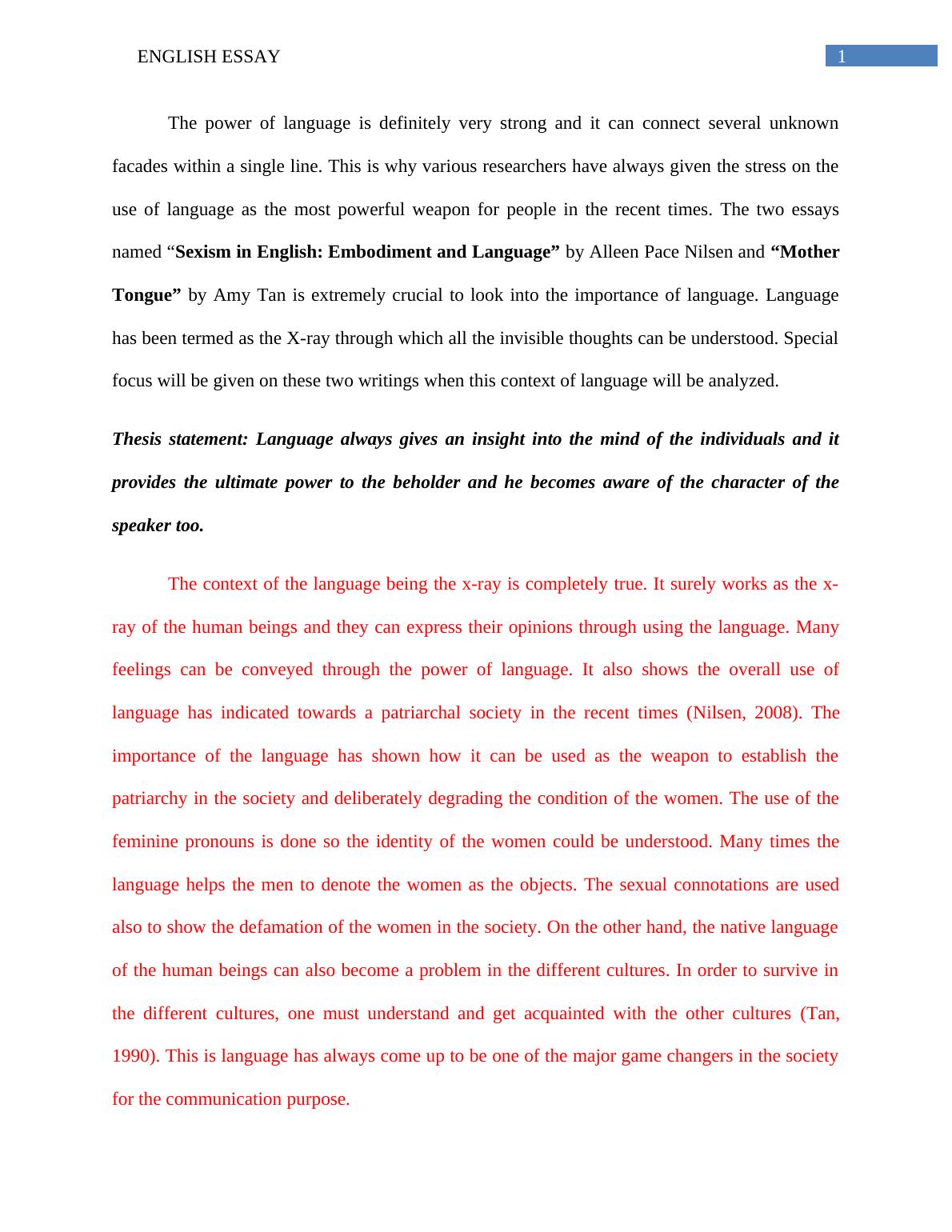 essay on sexism in language