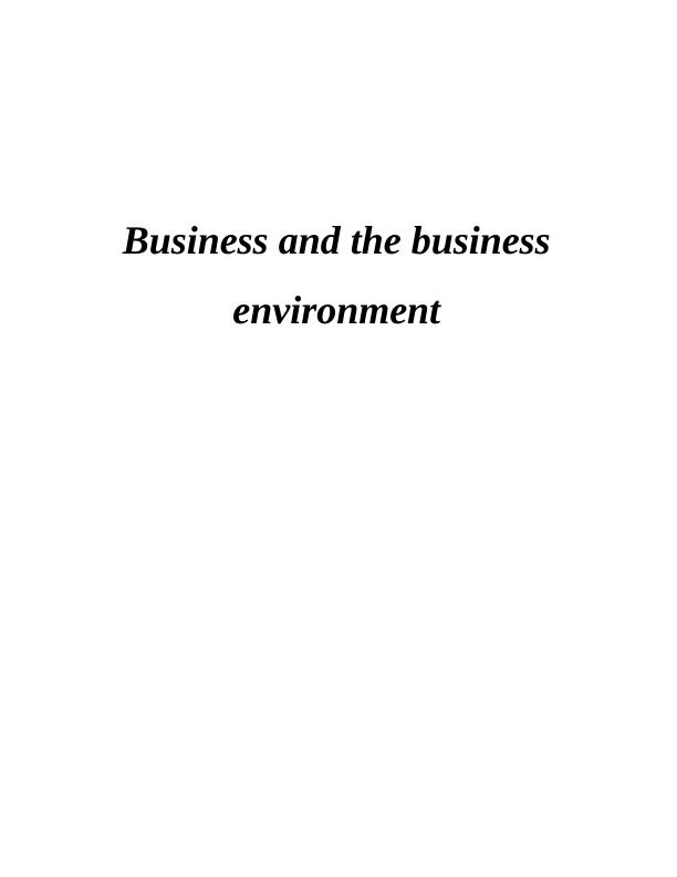 Business and the Business Environment Functions_1