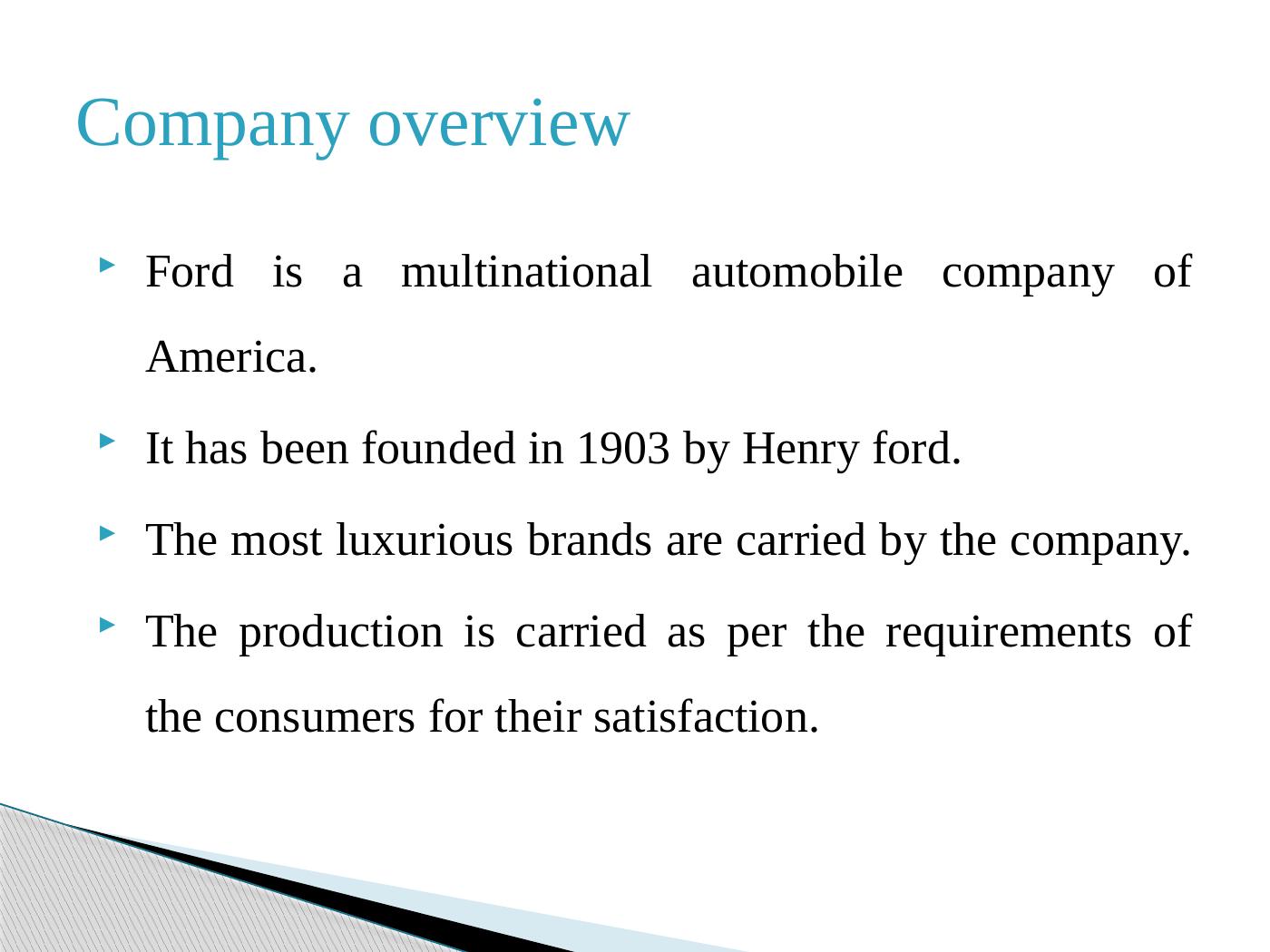 Analysis of Ford Motors Company