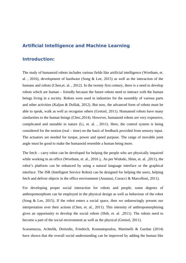 Artificial Intelligence and Machine Learning | Report_1