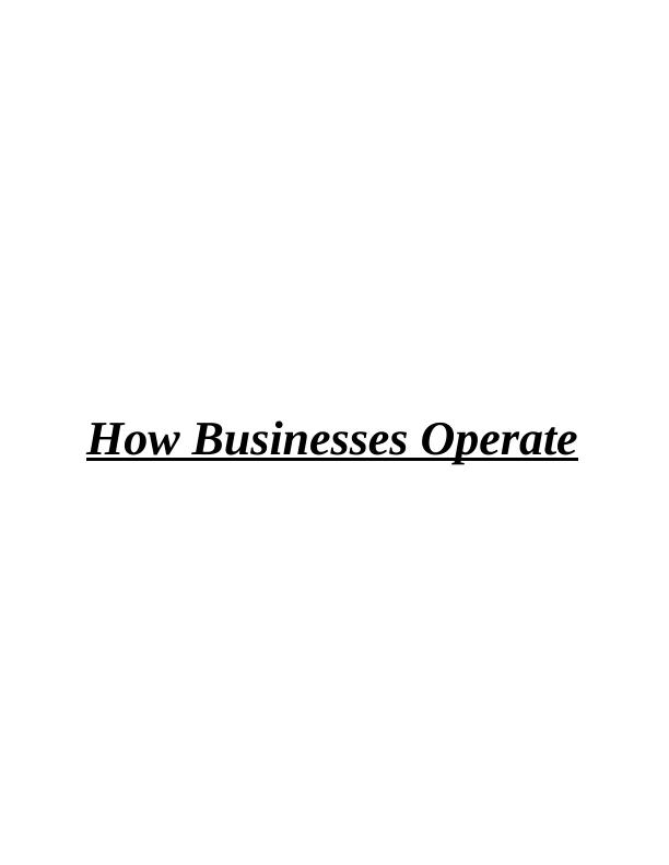 How Businesses Operate Sample Assignment_1