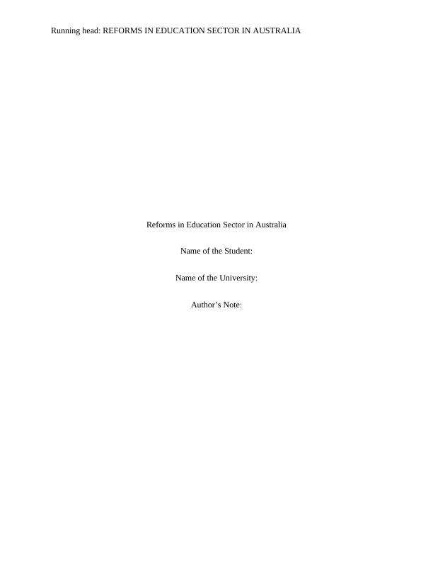 Paper on Reforms in Education Sector in Australia - EDUF2006_1