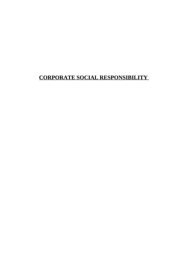(Solution) Corporate Social Responsibility- Assignment_1