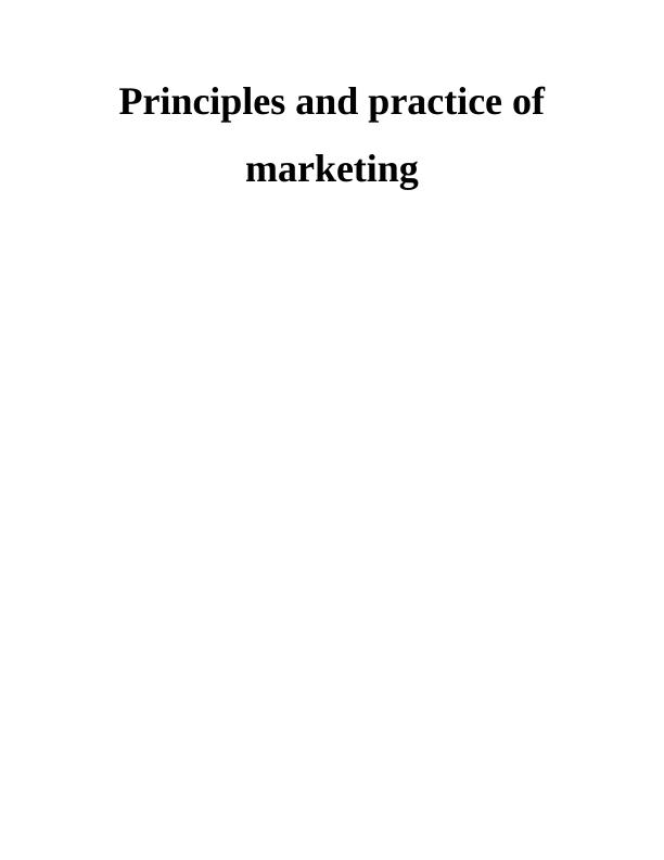 Principles and Practice of Marketing Assignment - Sainsbury_1