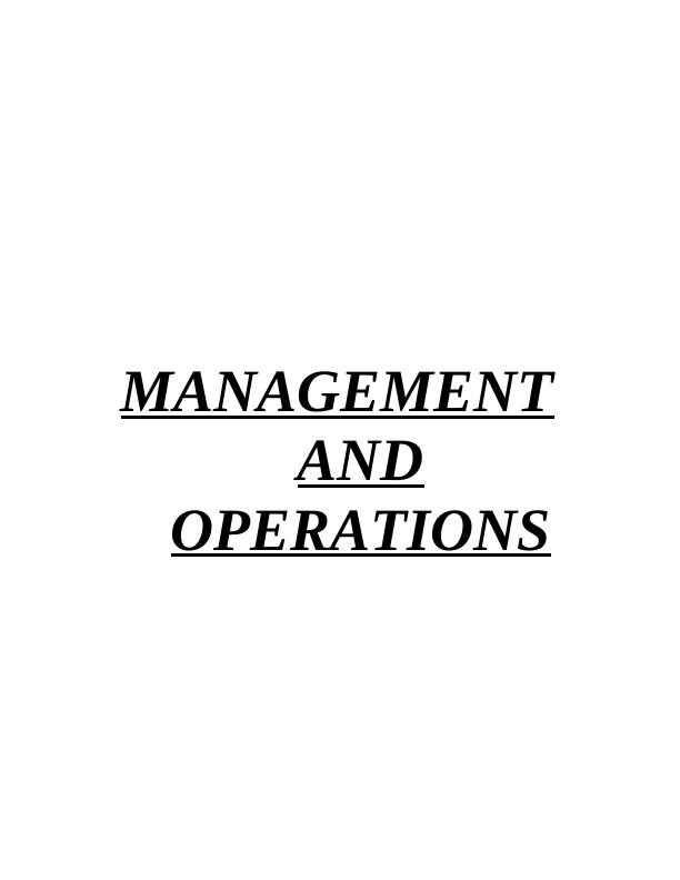 Management and Operations of Marks and Spencer - Assignment_1