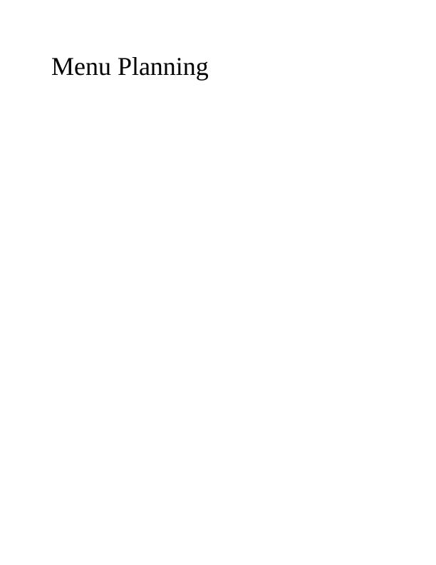 Food and Menu Planning Decisions : Report_1