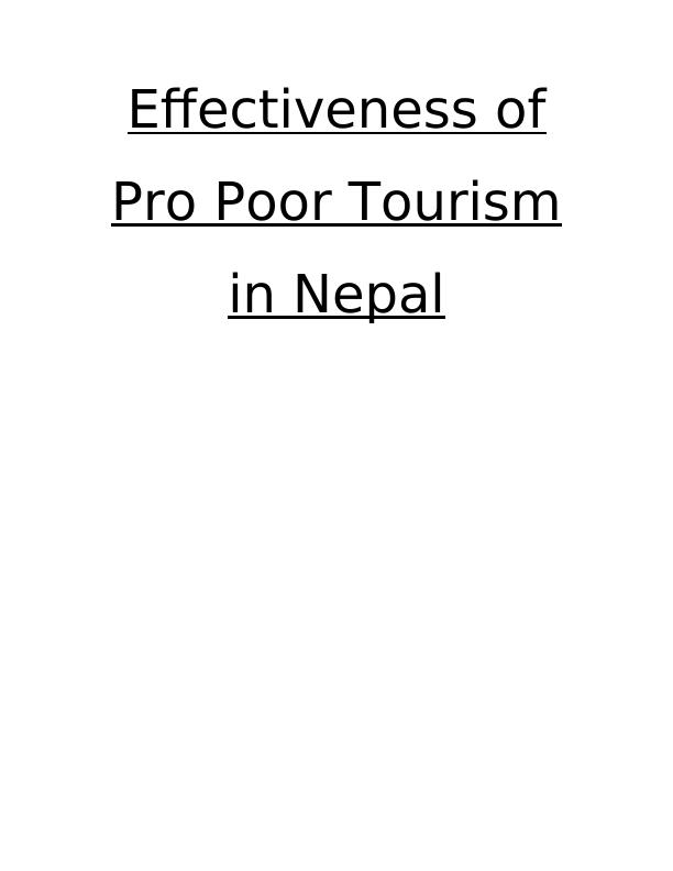 Pro Poor Tourism | case study of Nepal_1