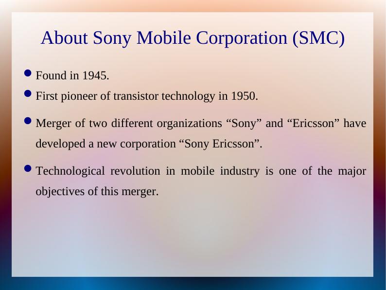 Strategic Planning Process and Analysis of Sony Mobile Corporation_2