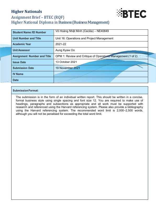 Business Management   Assignment  PDF_1
